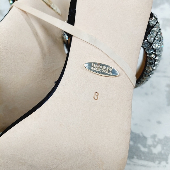 NEW Badgley Mischka Sade Black Rhinestone Heeled Summer Sandals A940 - Picture 10 of 11